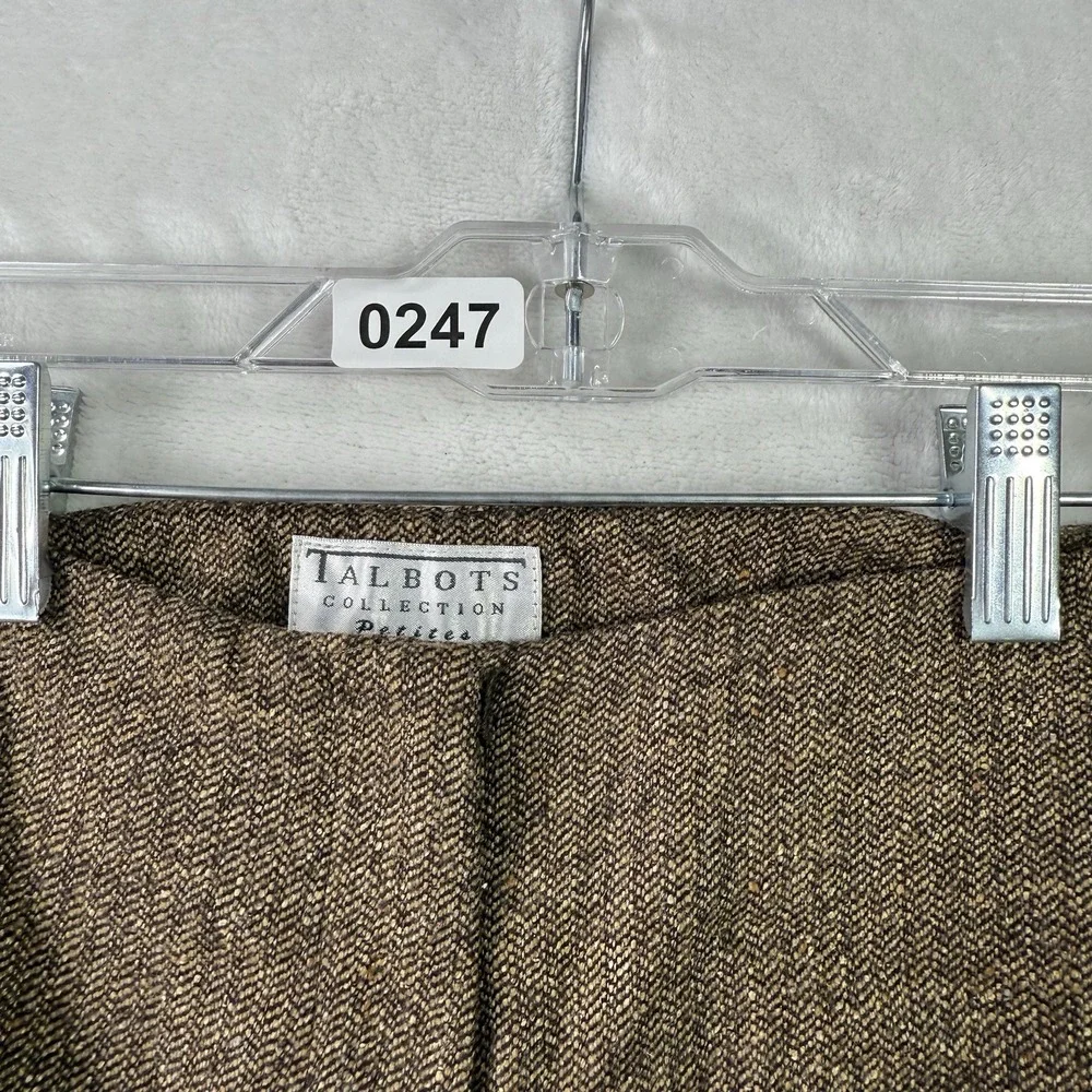 Talbots Dress Pants Womens Petite 10 Wool Silk Herringbone Made in Italy Stretch